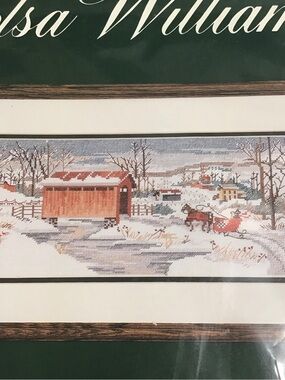 Elsa Williams The Covered Bridge Counted Cross Stitch Kit #02070 14x6 Winter NEW